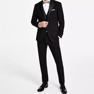 Calvin Klein Men's Slim-Fit Wool-Blend Black Tuxedo